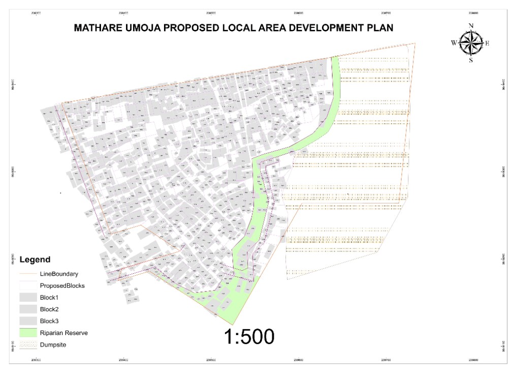 GIS map: Mathare Umoja proposed local area development plan, Kajiado County